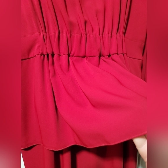 MM6 Maison Margiela Elastic Waist Dress 42 6 Red Flounce Sleeve - Picture 9 of 13